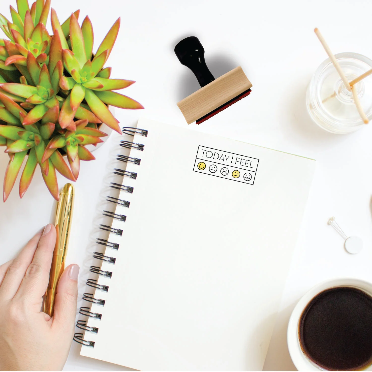 Rubber Stamp - Today I Feel w/ Emojis - Planner Stamp by Modern Maker Stamps
