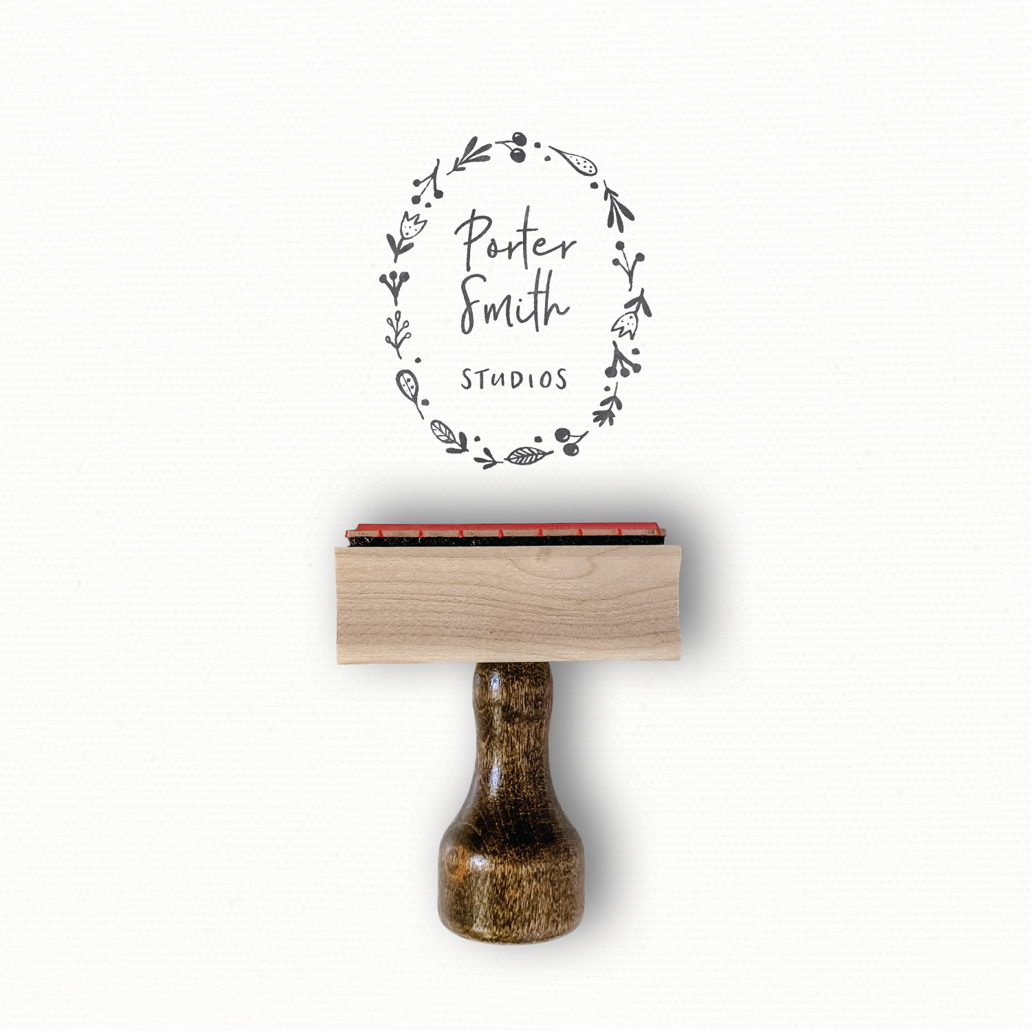 Custom Stamp - Hand Drawn Logo Stamp - Tall Floral Border - Porter Collection by Modern Maker Stamps