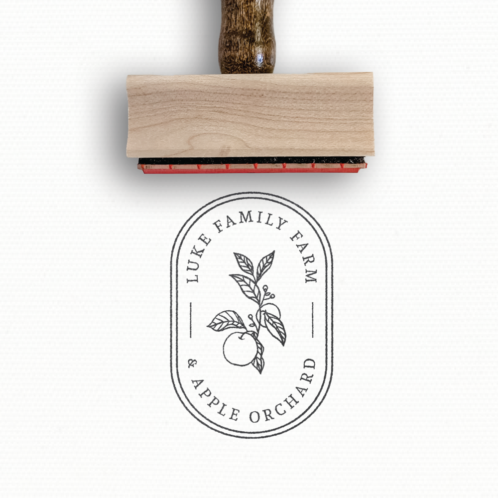 Custom Stamp - Family Farm + Apple Orchard - Logo Stamp — Modern