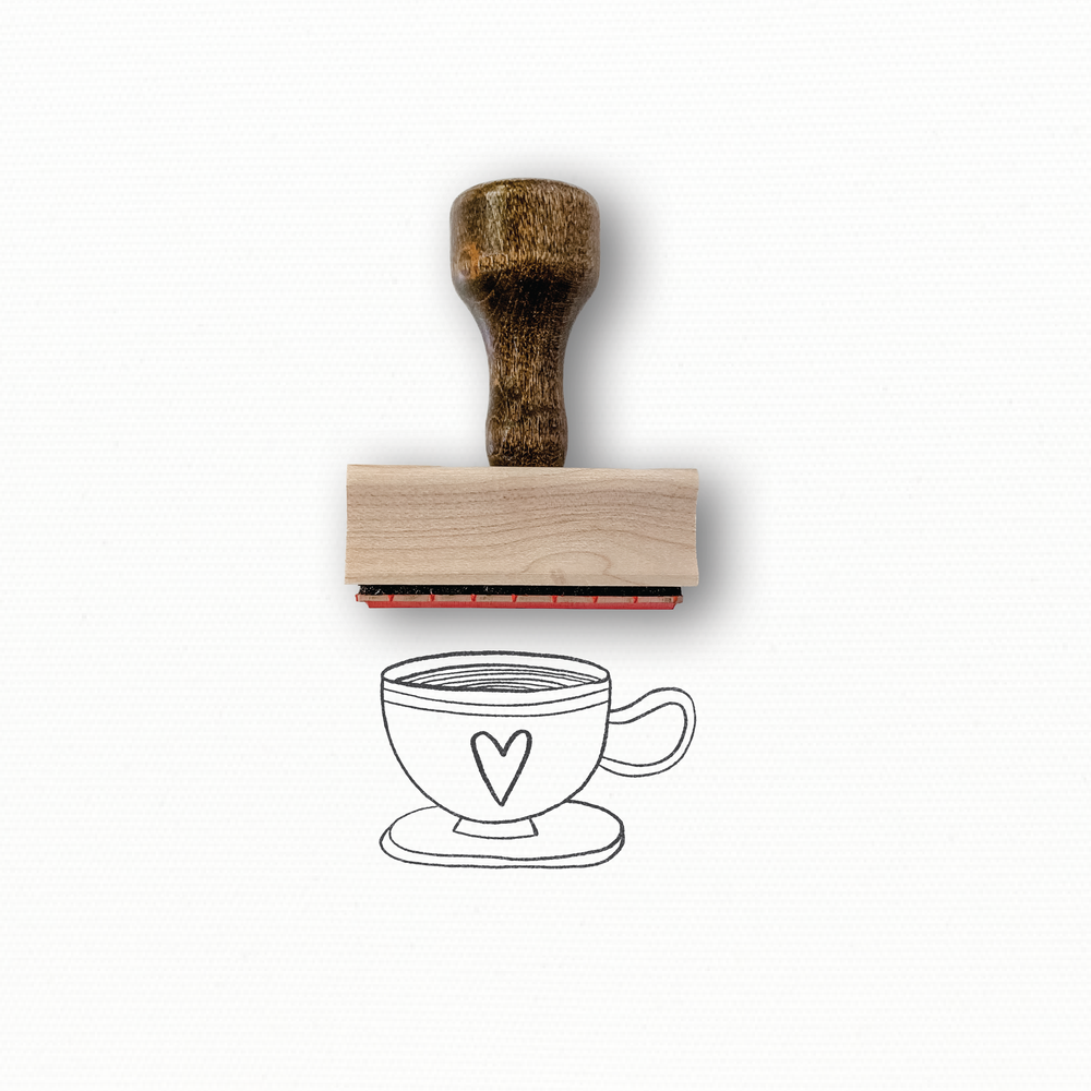 Rubber Stamp - Heart Coffee Cup w/ Saucer — Modern Maker Stamps