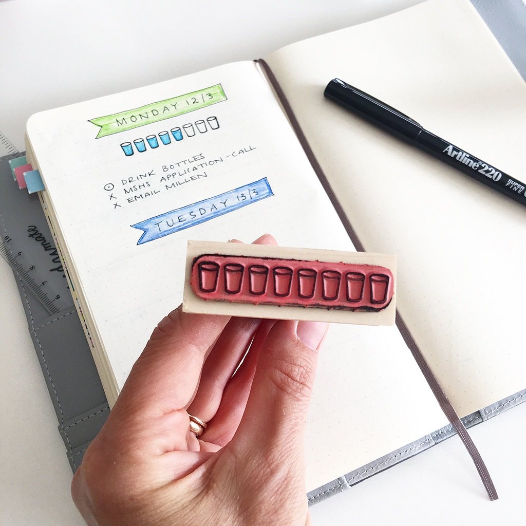 Rubber Stamp - Water Habit Tracker - Planner Stamp — Modern Maker Stamps