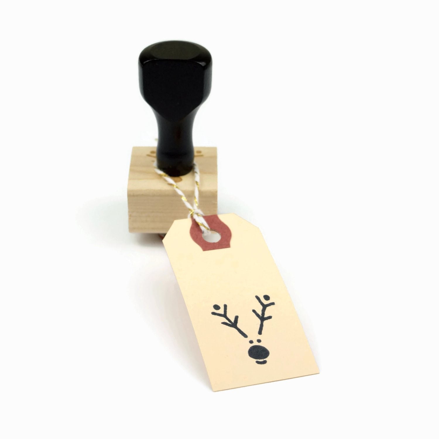 Custom Rubber Stamp with Wooden Handle - Round