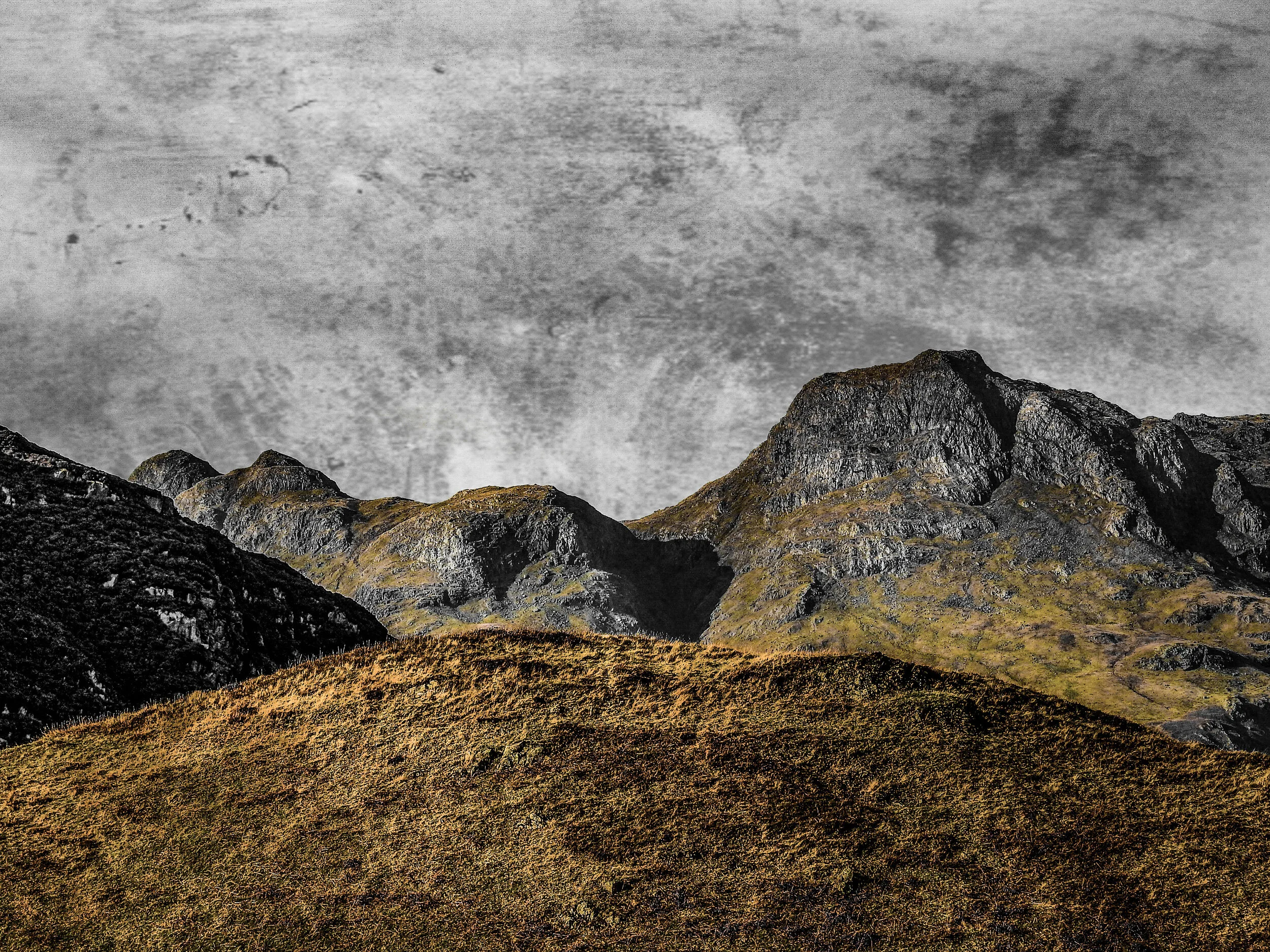 Lake District art print for sale, Langdale Pikes