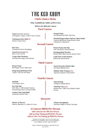 Red Room Menu Menu: The Red Room — Chefs Warehouse