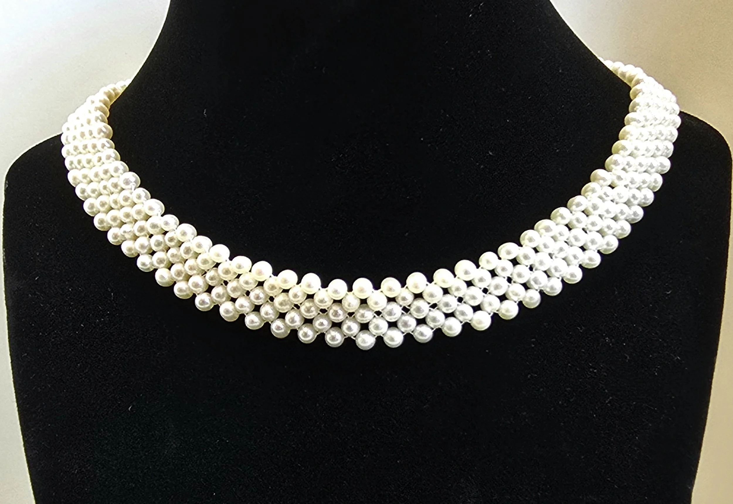 Vintage Woven Cultured Pearl Choker Necklace
