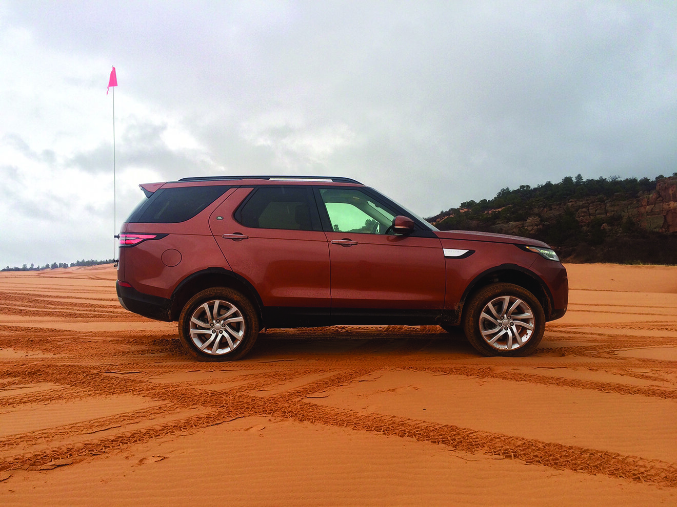 Taking a break with the Td6 version of the Land Rover Discovery at Coral Pink Sand Dunes State Park.jpg
