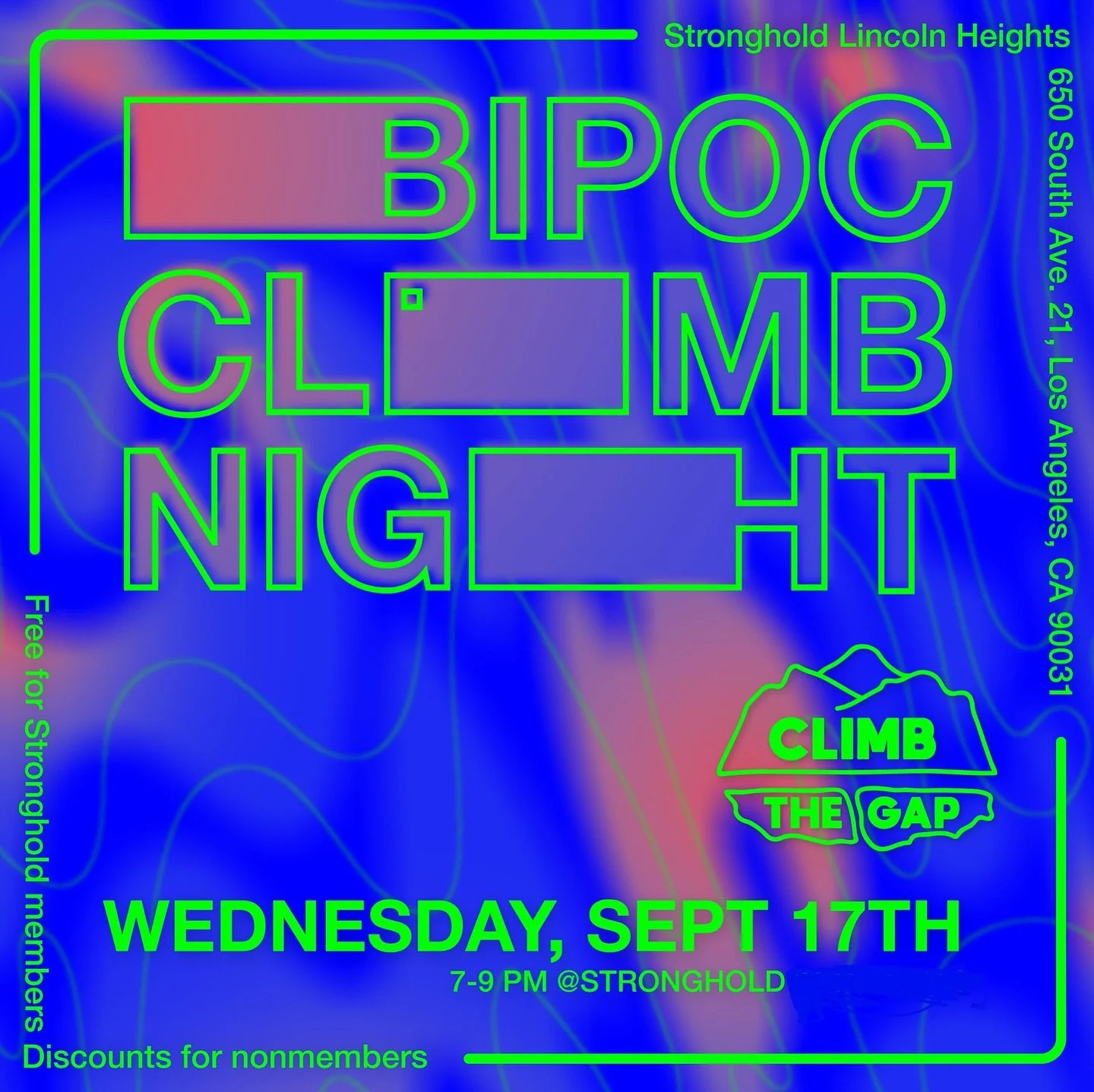 Join us for our BIPOC Meetup this Wednesday. We&rsquo;ll be at @strongholdclimb Lincoln Heights at 7pm. I wish I had something clever to say, but it&rsquo;s the morning and well I&rsquo;m feeling lazy. 

We&rsquo;ll be head outdoors to Red Rocks soon
