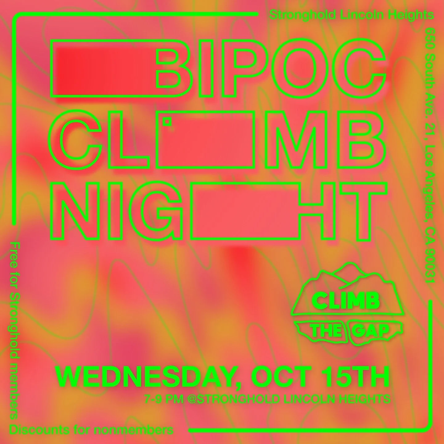 Coming up quick. We got our second indoor BIPOC meet up this Oct 15th from 7-9pm @strongholdclimb Lincoln Heights. We&rsquo;ll be there taking falls and eating snacks. Stop by! Bring your friends! The ice breaker will be do audio books count as readi