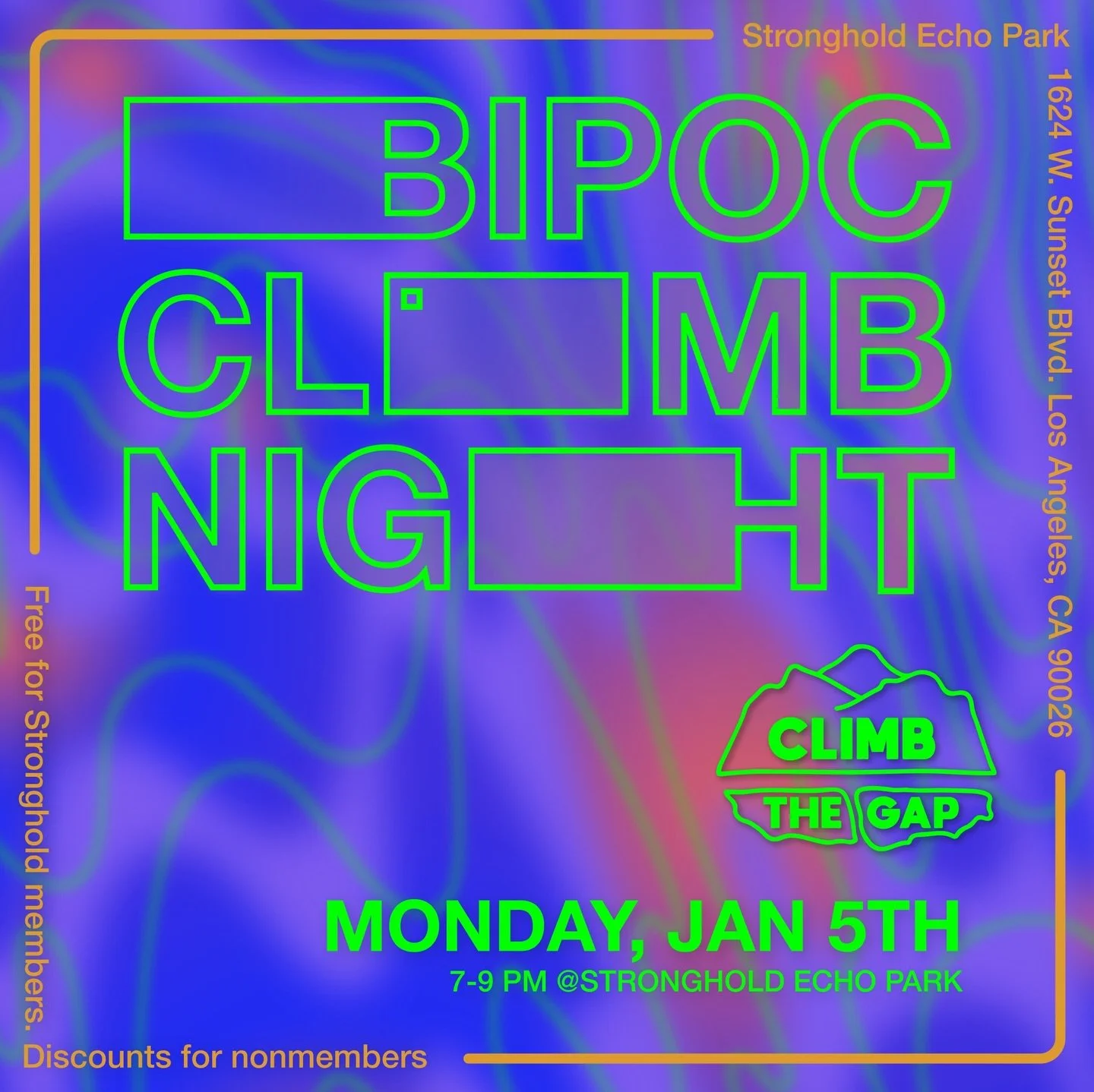 It&rsquo;s that time of the year when it&rsquo;s January again. And that means our first meet up of the year is coming up. Come join us for our BIPOC Meetup this Monday Jan 5th. We&rsquo;ll be at @strongholdclimb echo park from 7-9pm. 

Everyone is w