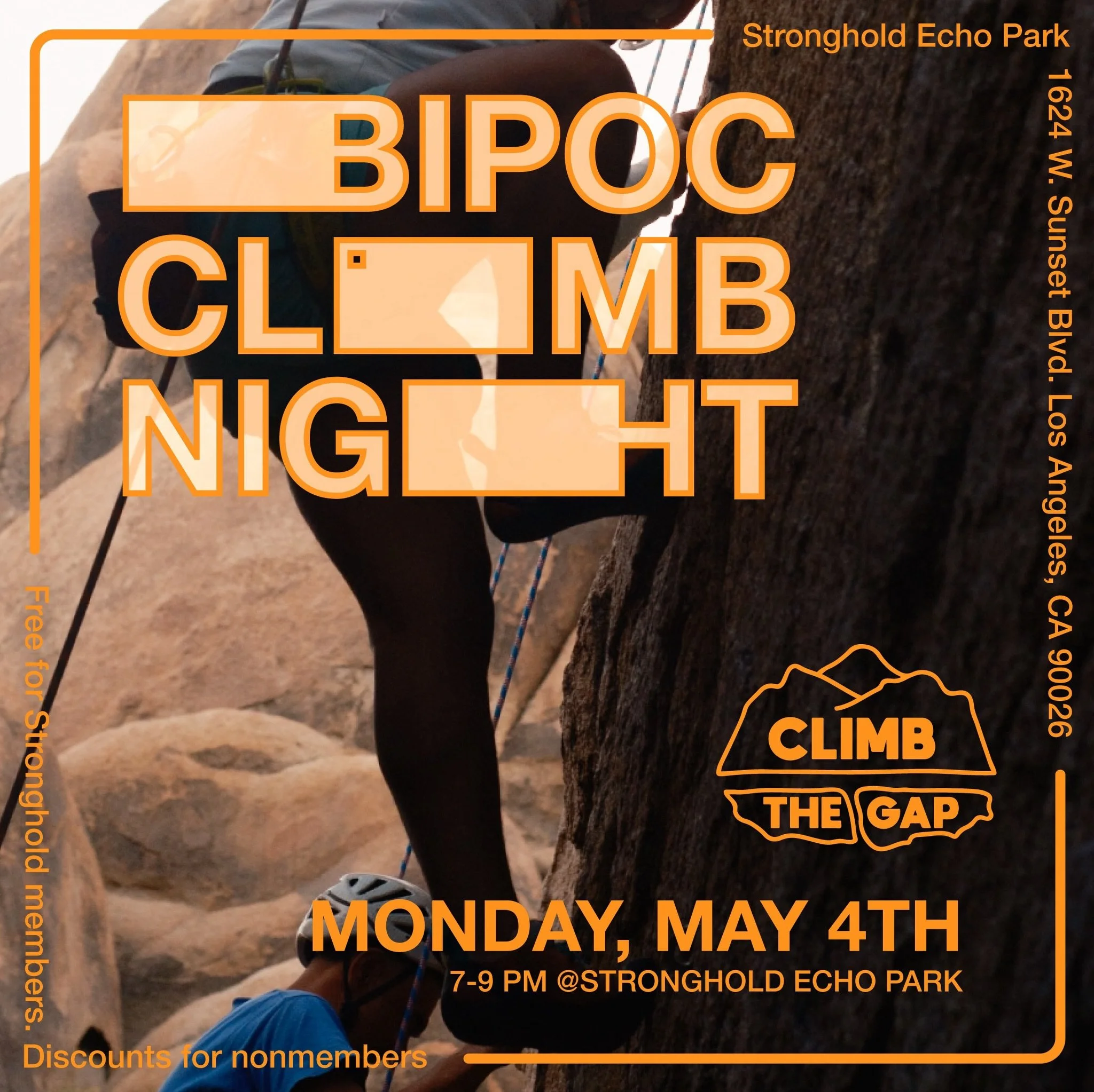 It&rsquo;s Monday. If you are readying this it is Monday. And we got our Monday Night BIPOC Meetup on may 4th from 7-9pm. We&rsquo;ll be at @strongholdclimb Echo Park. How many more times can I say Monday. A lot. 

CTG is open to everyone and allies 