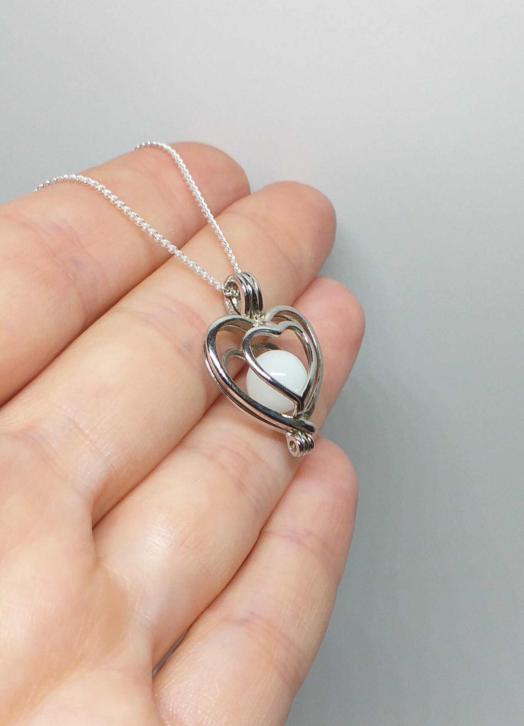 Heart Cage with Pearl Pendant — Mama 