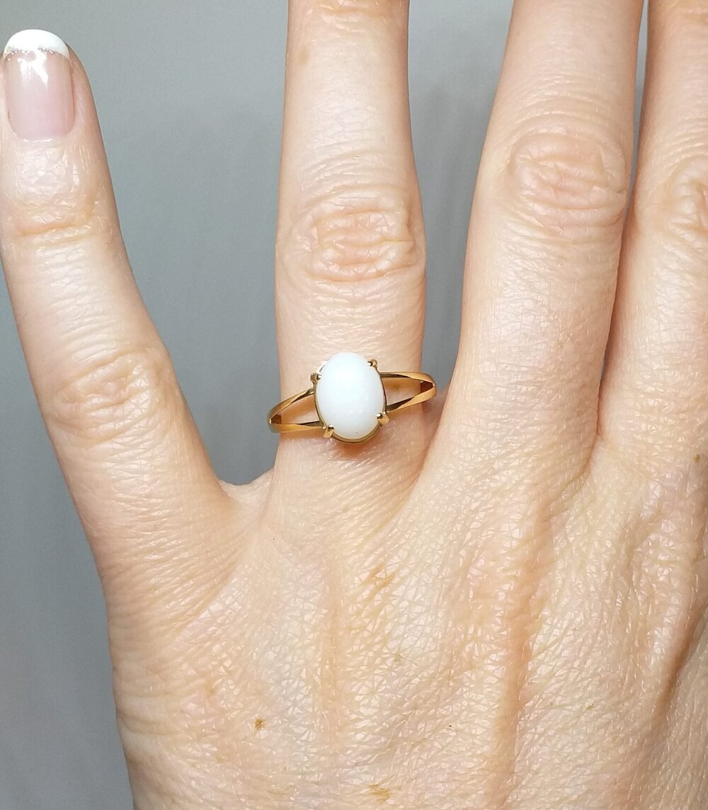 Oval Ring - 14K Solid Gold (yellow gold and white gold) — Mama Milk Fairy,  Breastmilk & DNA Jewelry
