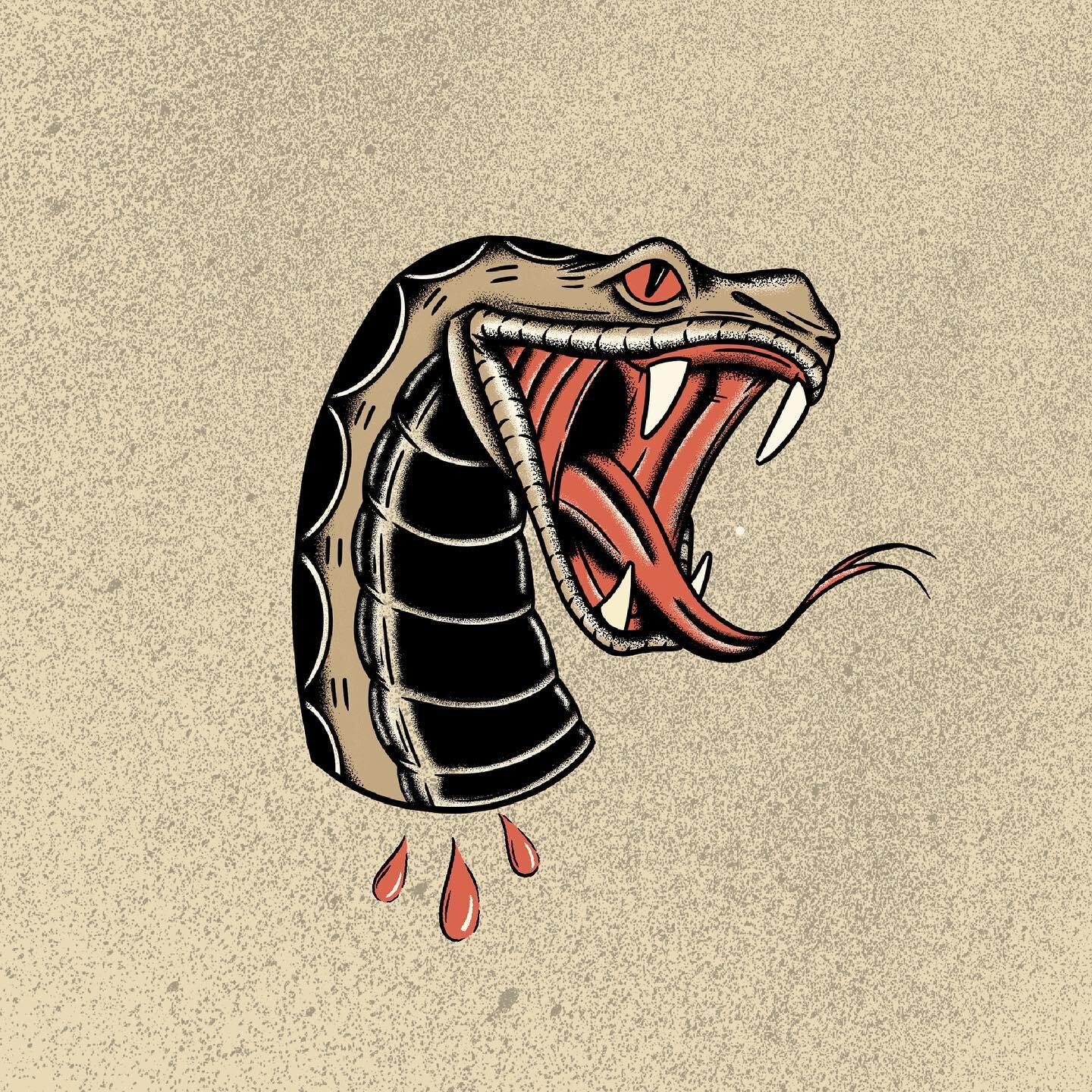 Neo Traditional Silly Snake - 🐍 🩸 
.
.
.
.
 #traditionalflash #traditionaldrawing #boulder #outsideunknown #outeracre #designbadass  #distressedunrest #supplyanddesign #vanilladesign #neotraditionaltattoo #snake #snaketattoo #snaketattoos #snakehea