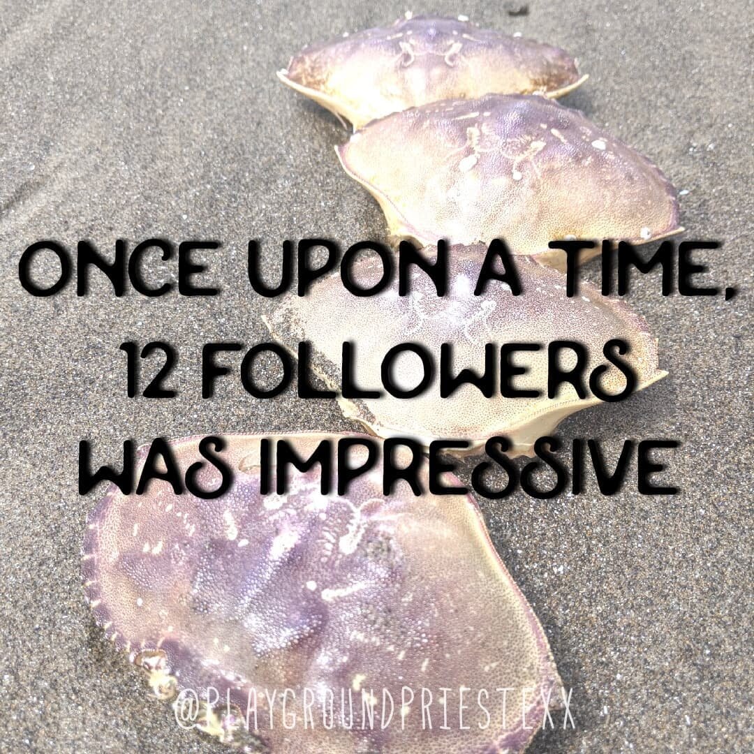 &quot;Once upon a time, 12 followers was impressive.&quot; 

How many disciples do you need?

#religion #dailyquote #dailyprayer #dailypoem #socialmedia #meta #followers #bodyasplayground #wordart #crabs #ocean
