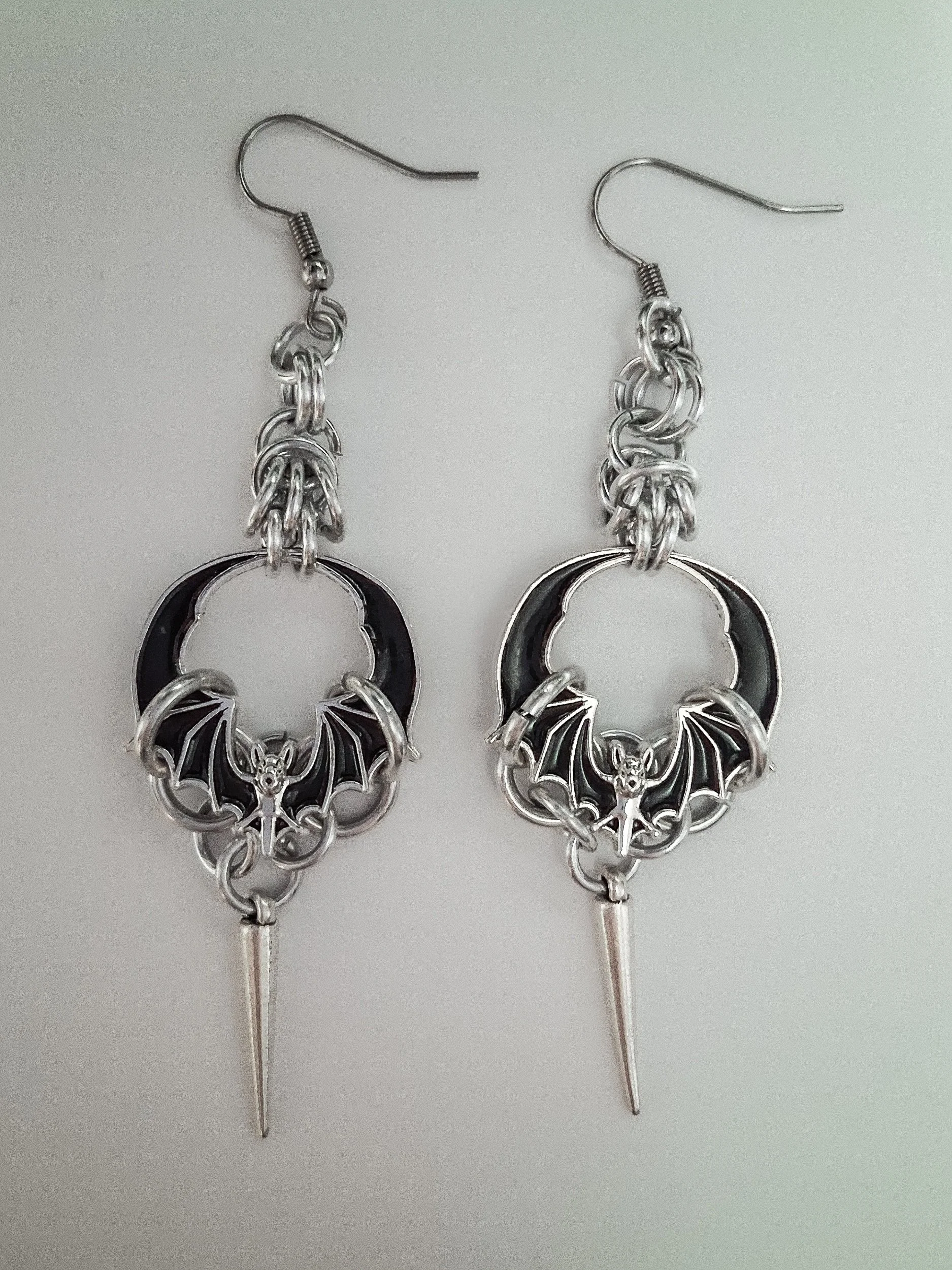 Gothic Bat & Spike Earrings