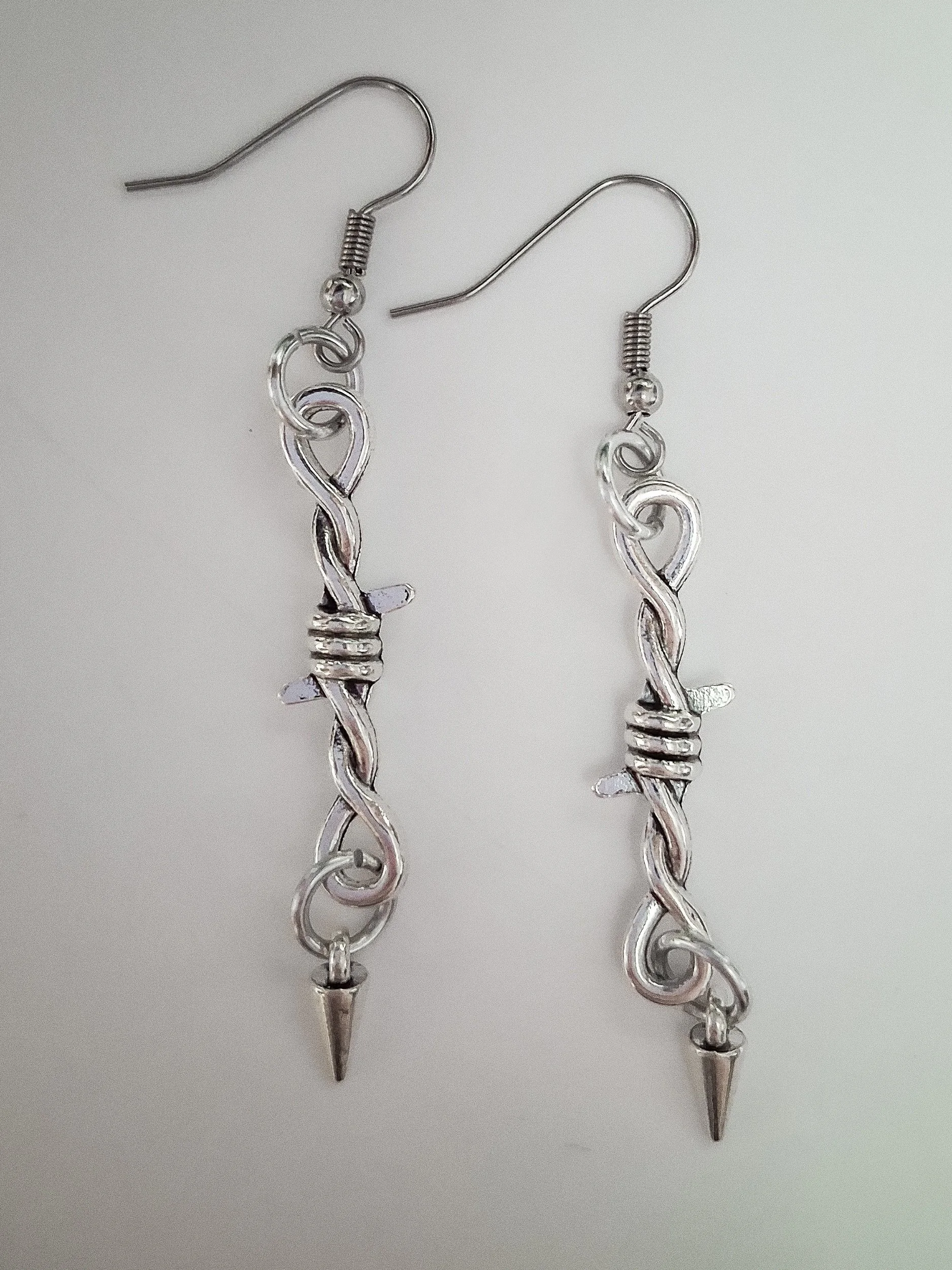 Barbed Wire Spiral Drop Earrings