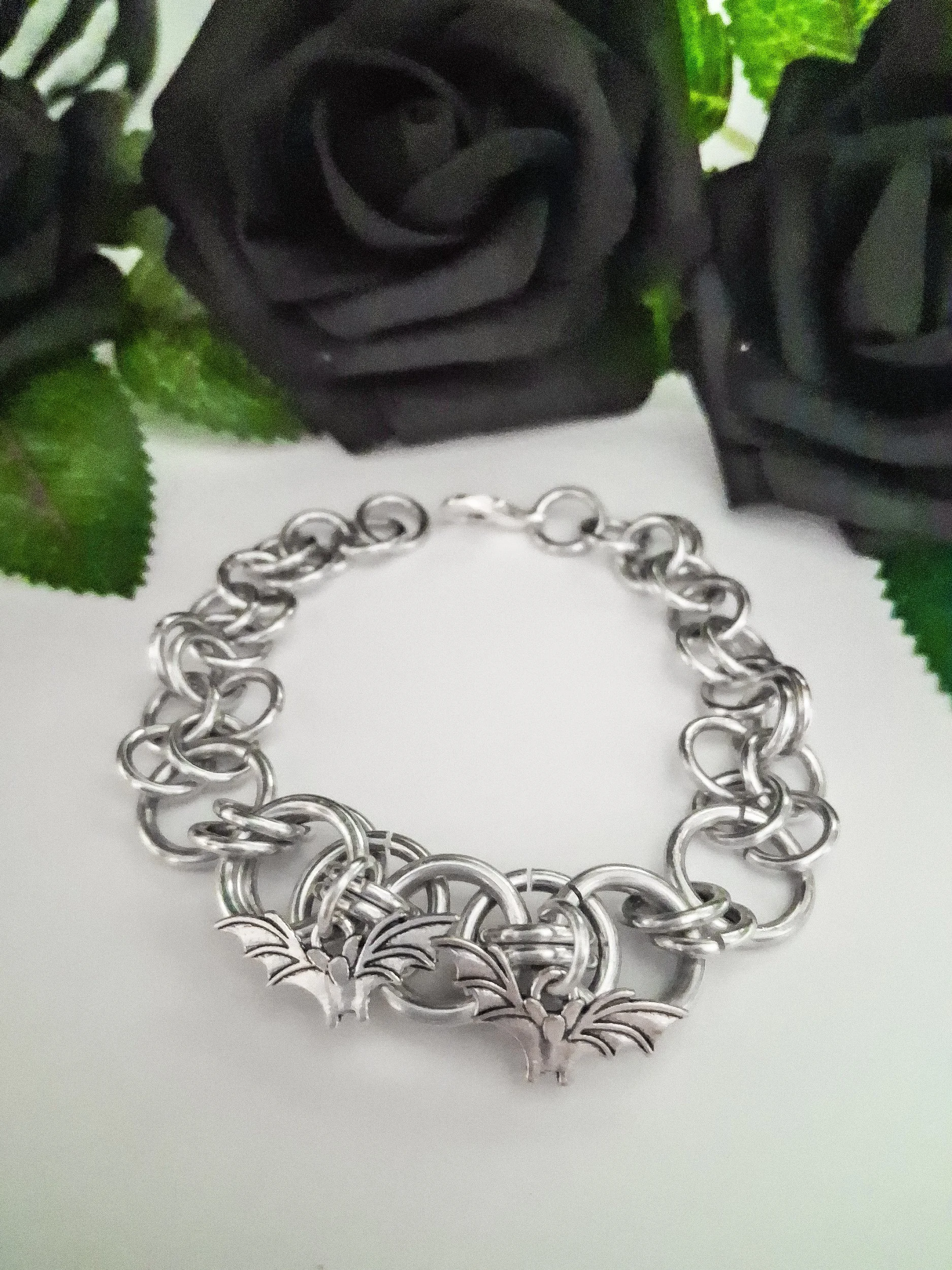 Gothic Bat Charm Bracelet