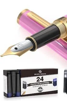 Luscious Pink Fountain Pen, Medium Nib 0.5mm for Consistent Writing, Smooth Flow 