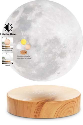 Levitating Moon Lamp, Floating and Spinning in the Air - LED with 3 Colours