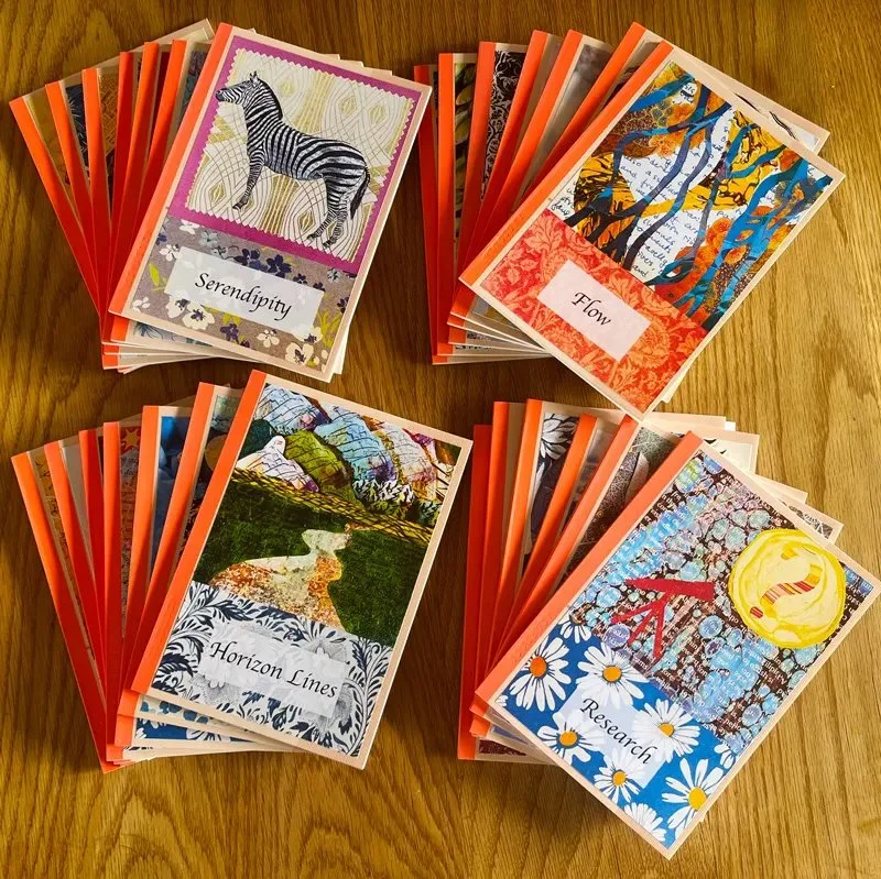A photo of Helen's 50 handmade notebooks