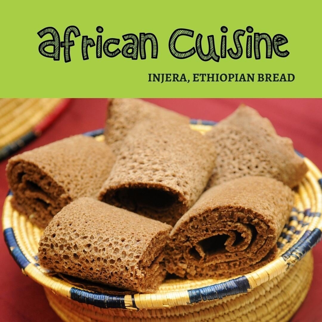 Injera is a soft, pancake-like bread that is made with a very nutritious grain called teff.⁠
⁠
You can cut this bread into slices and bake it to make crunchy chips. Then add your own seasonings to make this snack sweet, salty or spicy if you'd like! 