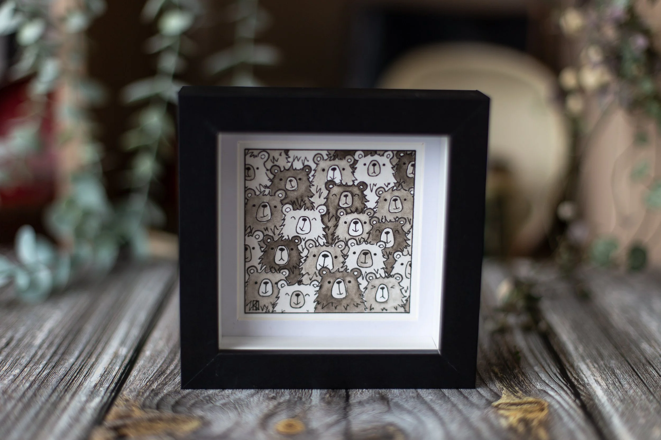 So Many Bears - FRAMED - Original hand painted mini watercolour