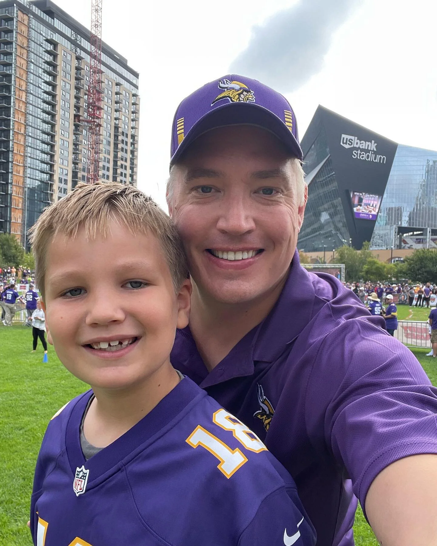 Jonahs first Vikings game woulda been better with a W, but maybe it&rsquo;s best to learn this heartache early 🤣😭😈 #skol