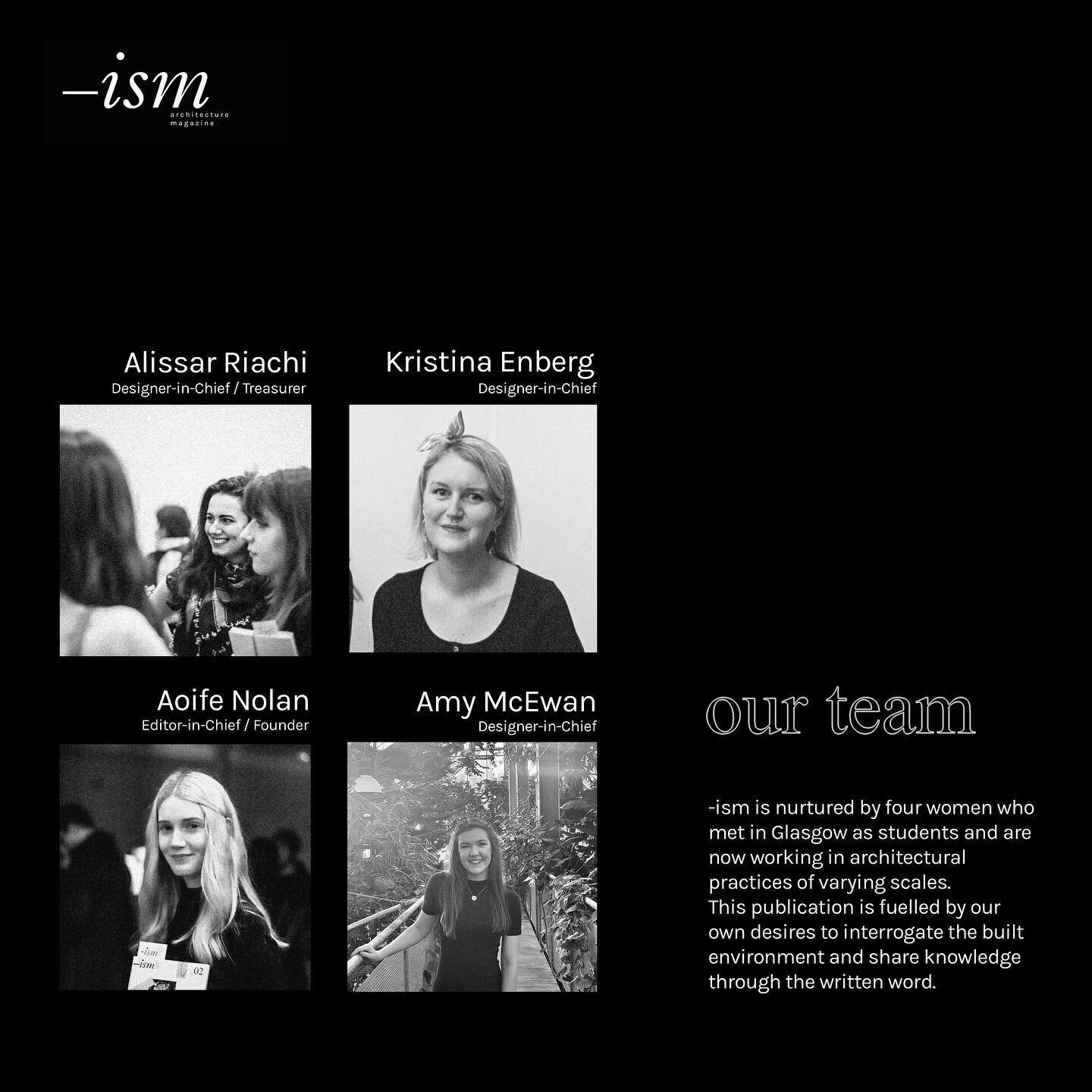 OUR TEAM
In the lead up to our launch of ISSUE 04: LAND we want to take the time to reintroduce our team and why we believe in -ism

You can find out more about us and what we do on our website.
Stay tuned for ISSUE 04 launch announcement!