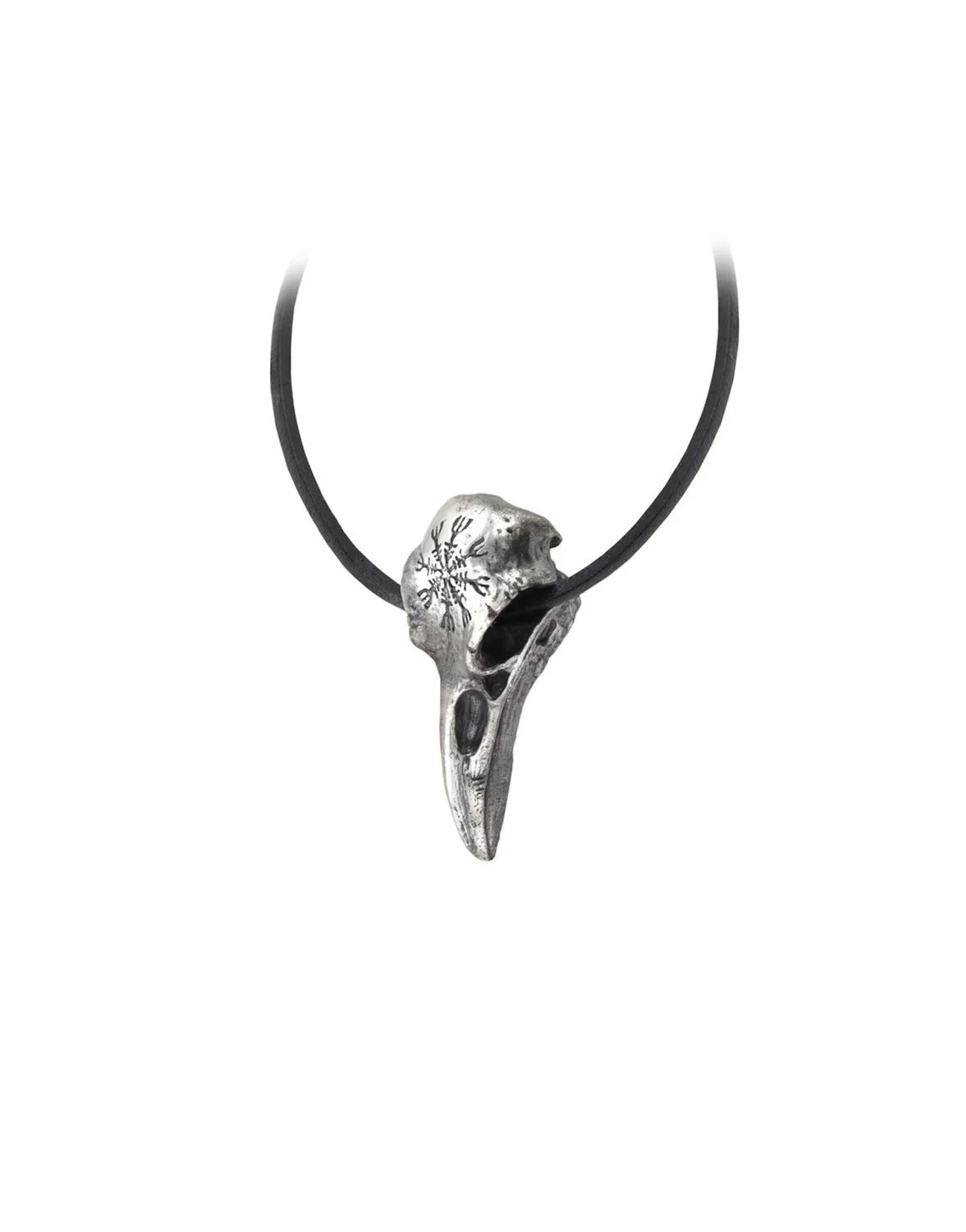 Helm of Awe Raven Skull Pewter Pendant