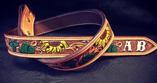 Crawford Custom Leather - Check out this LV belt with Tooled ends and Gold  stitching. Spring is here order yourself a new belt today!