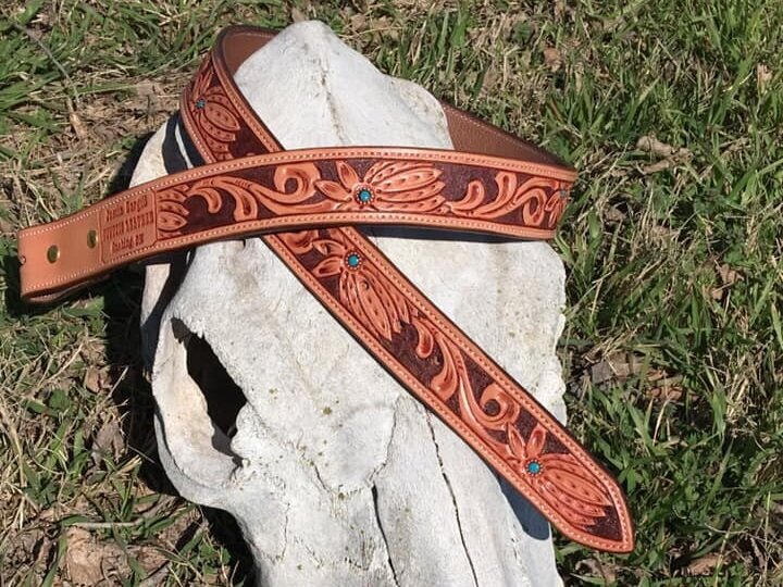 Crawford Custom Leather - Check out this LV belt with Tooled ends and Gold  stitching. Spring is here order yourself a new belt today!