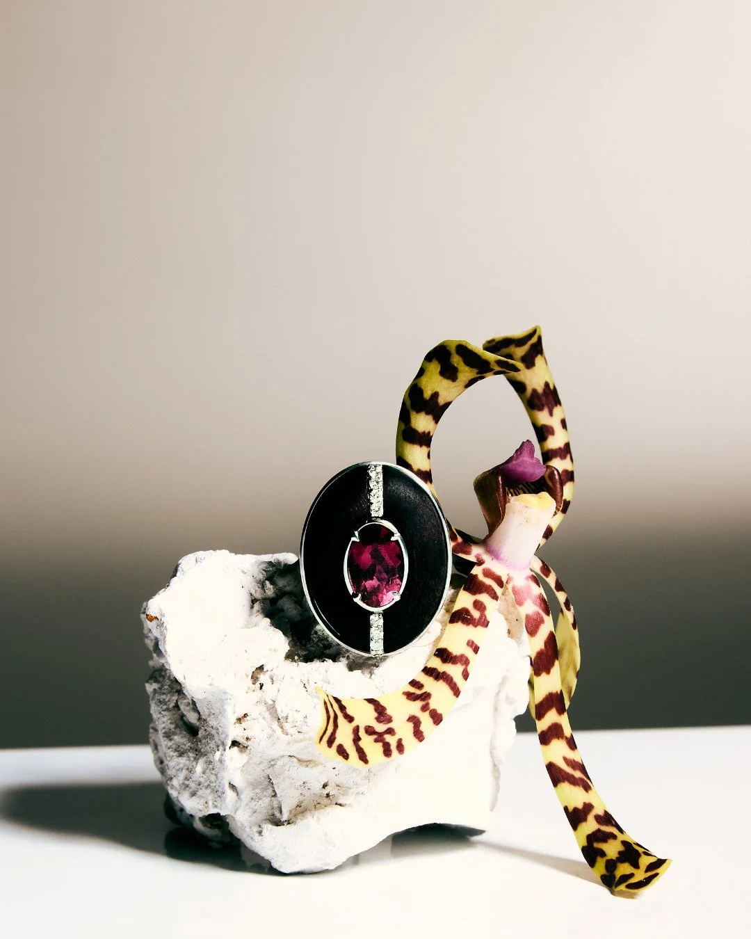 Da nova cole&ccedil;&atilde;o da @denisecassou_jewelry, este anel em ouro branco 18K com madeira, turmalina e diamantes brancos, reflete a ess&ecirc;ncia art&iacute;stica da designer: joias autorais, escult&oacute;ricas e cheias de personalidade. Enc