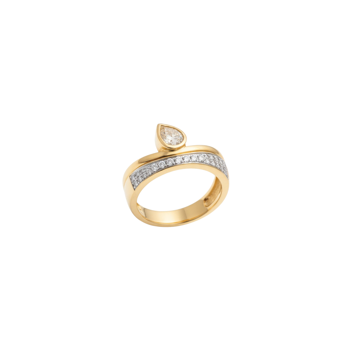 Anel Ouro Amarelo Gota Diamante