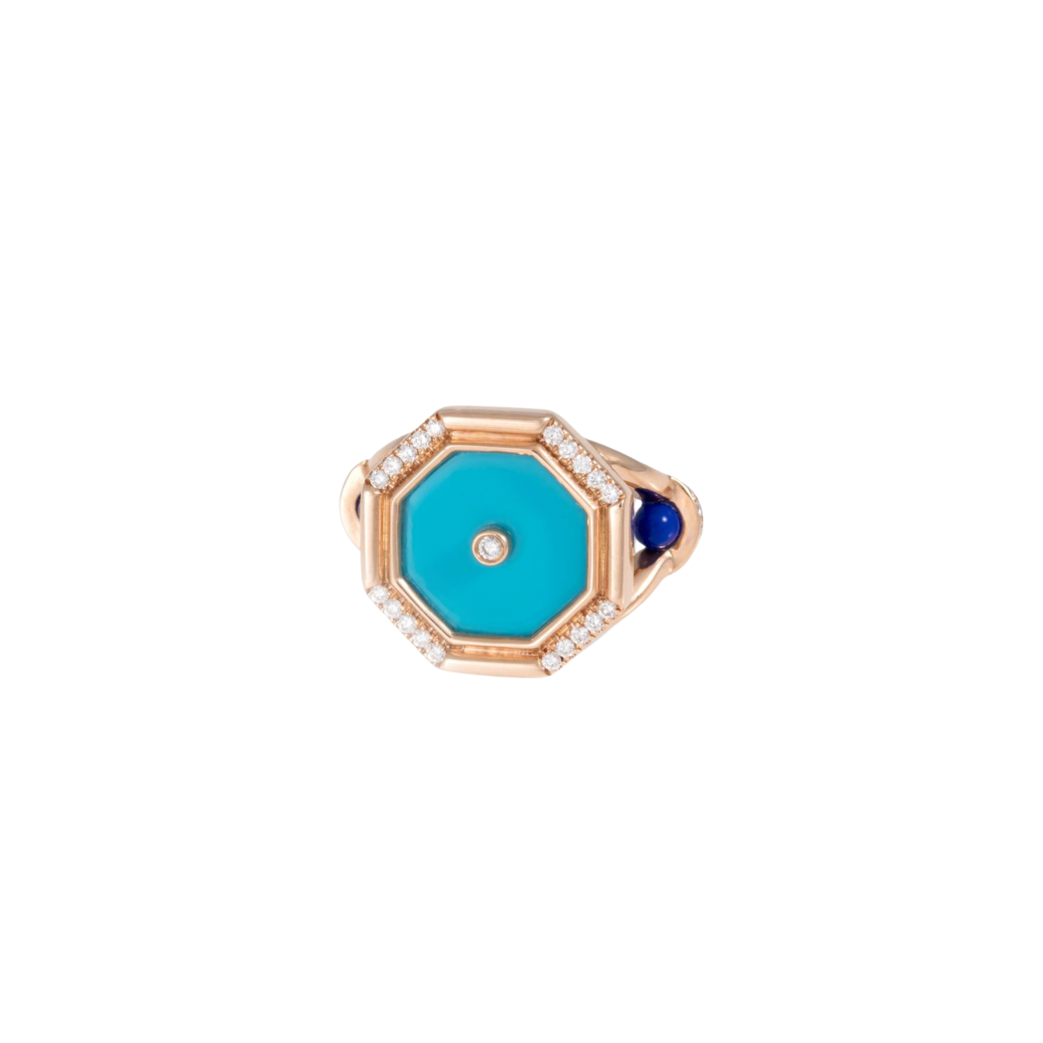 Anel Hexagonal Turquesa