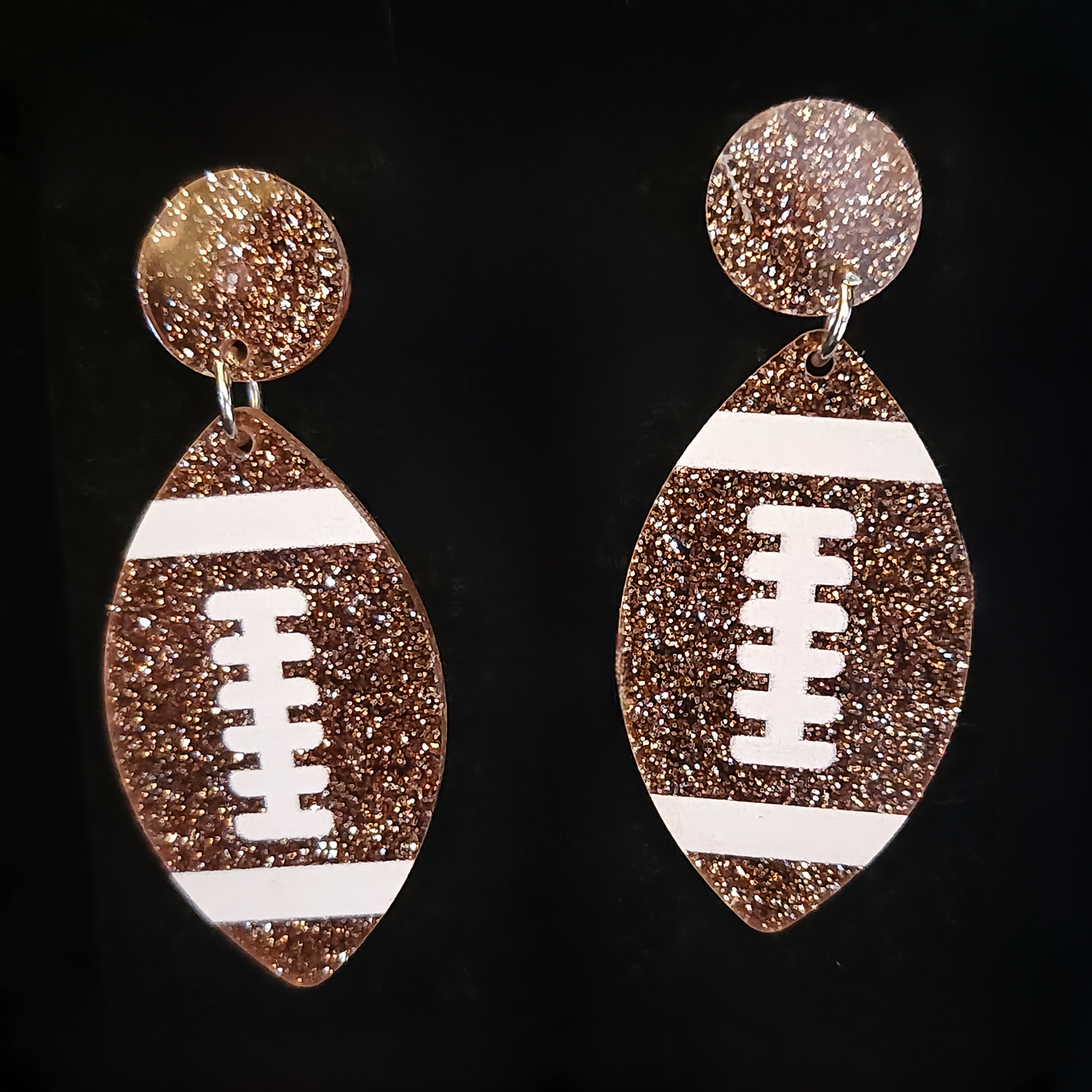 Glitter Football Dangle Earrings – Game Day Style