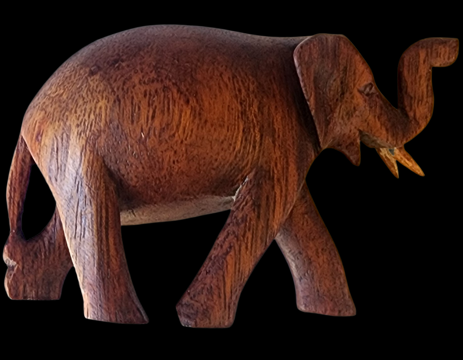 4" Carved Wood Carved Elephant