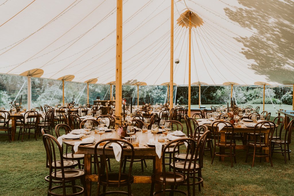 Tables in the reception tent