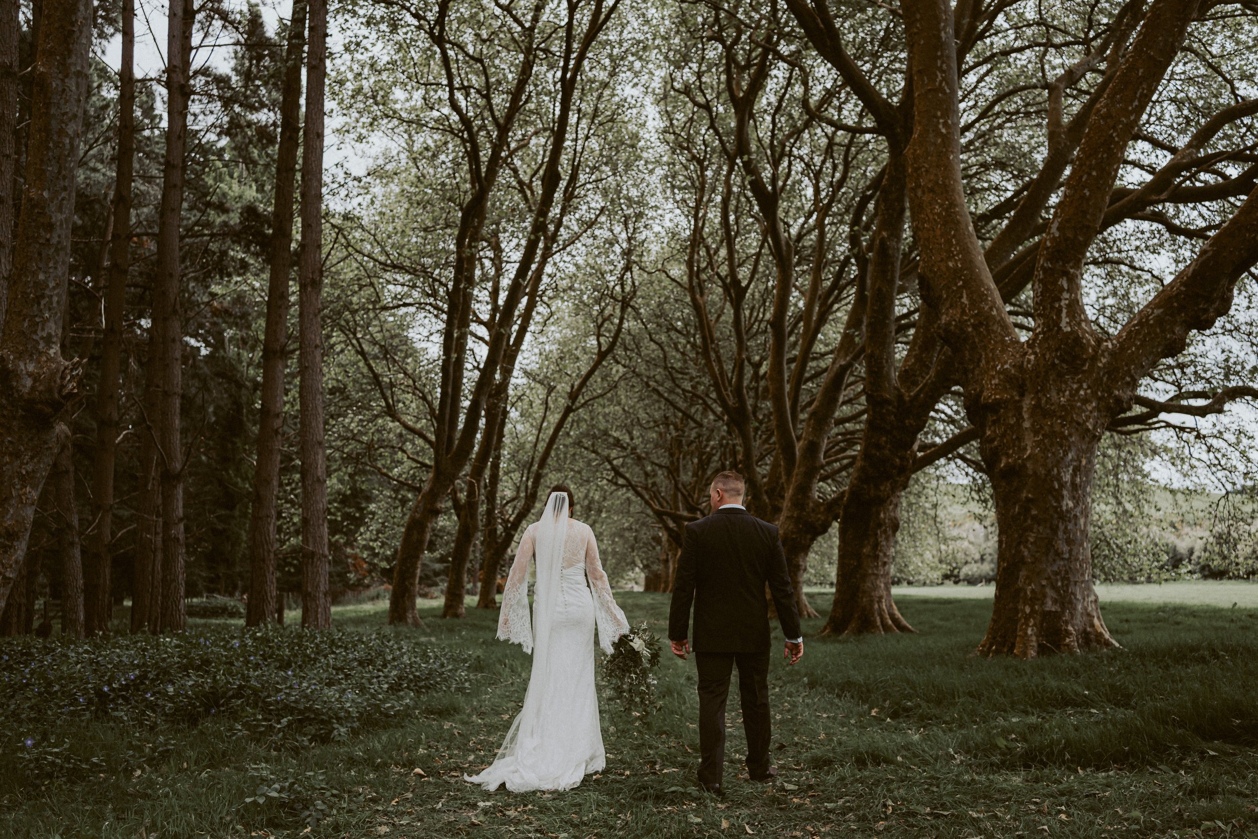 Wedding couple amongst the trees