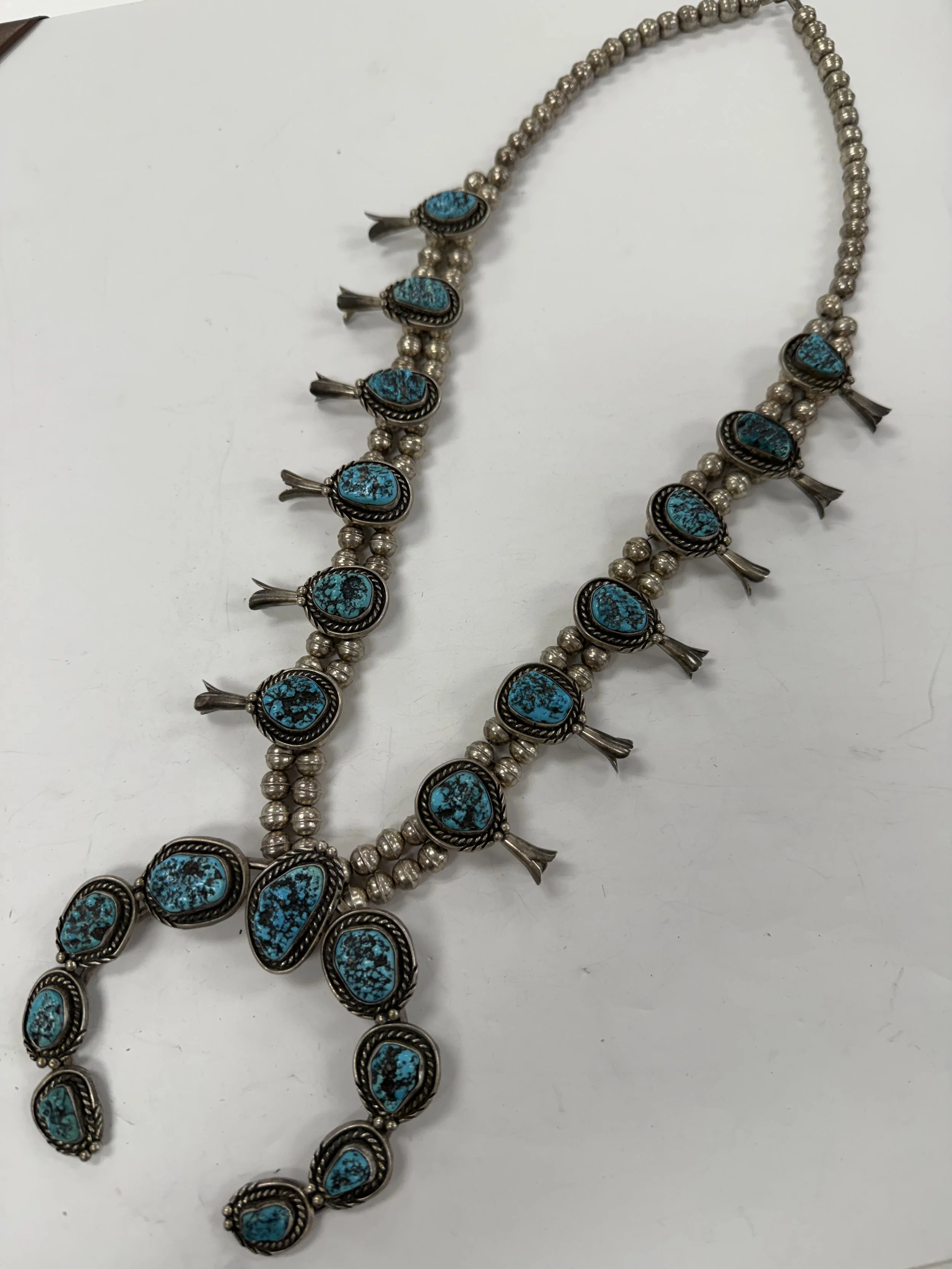 .925 HANDMADE LARGE SQUASH BLOSSOM NECKLACE $3495.00