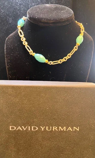 DAVID YURMAN .925 sterling silver / 18K TURQUOISE NECKLACE 16" - $795.00