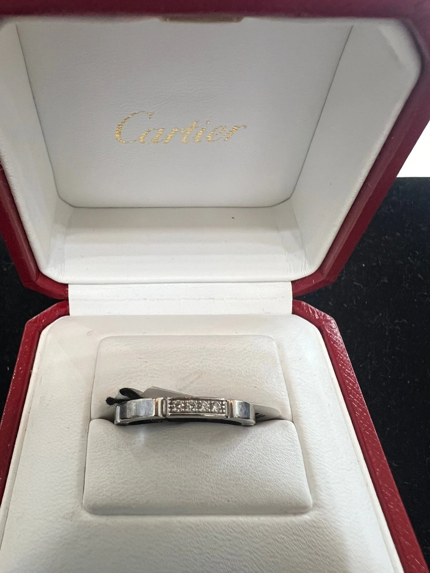 CARTIER 18K WHITE GOLD BAND MALLION SZ 6.5