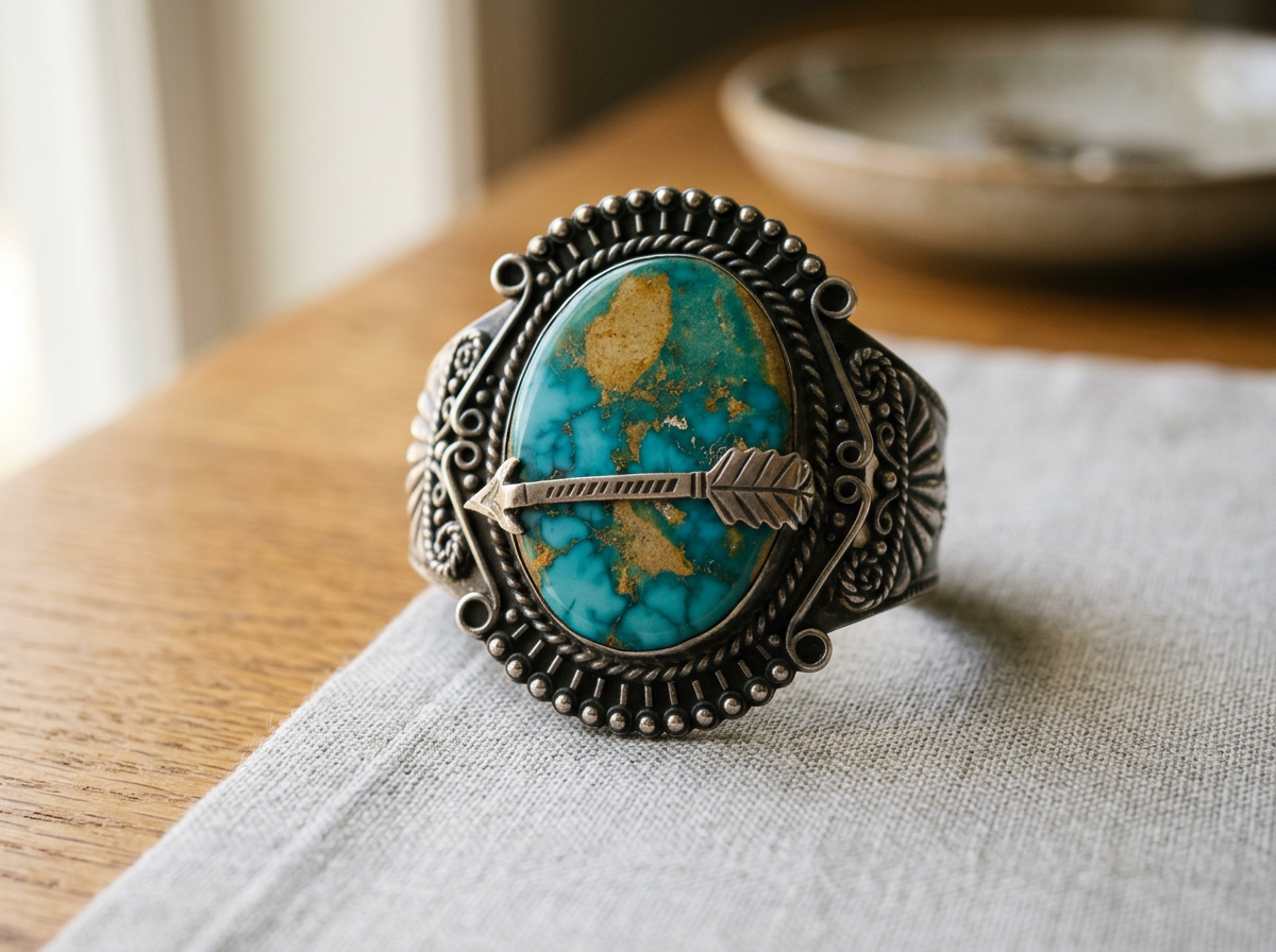 .925 STLERING SILVER HAND MADE  ROYSTONTURQUOISE CUFF $795.00