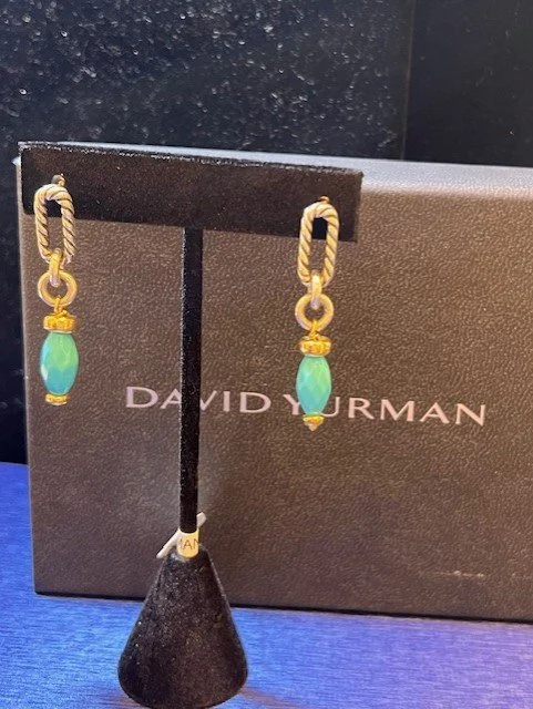 DAVID YURMAN .925 sterling silver / 18K TURQUOISE EARRINGS - $495.00