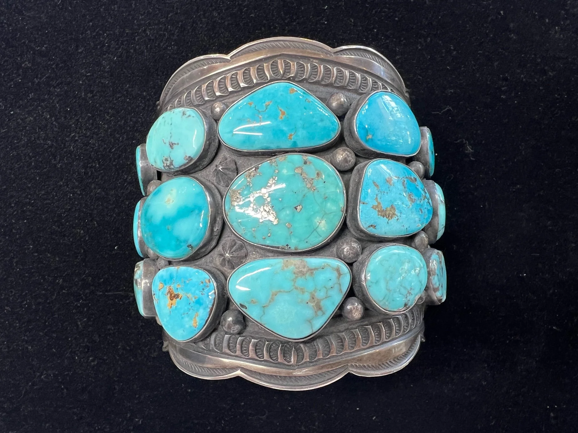 .925 LARGE  MORENCI TURQUOISE WITH IRON PYRITE CUFF $2795.00
