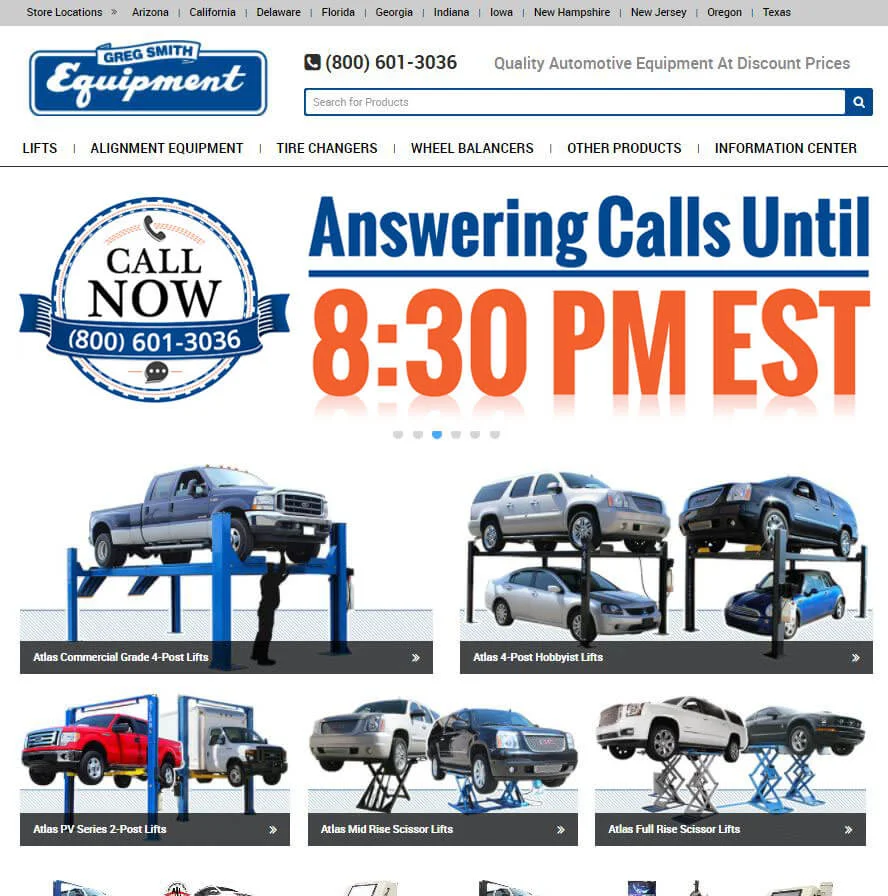 Greg Smith Equipment Homepage Slider Design