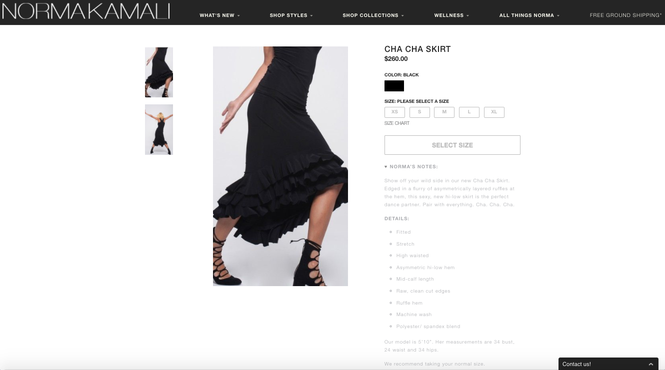 ecomm product copy & merchandising / norma kamali