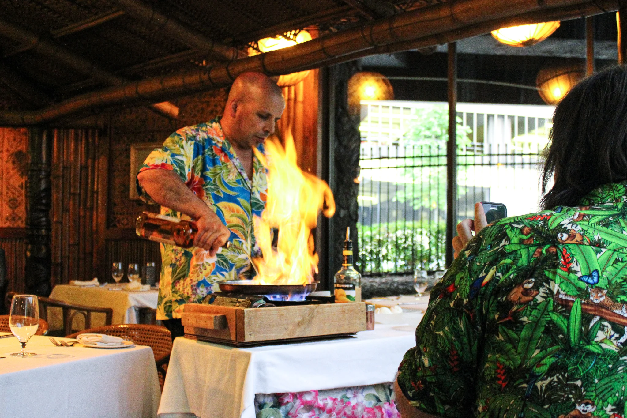 Bananas foster being prepared table-side at Trader Vic’s in Atlanta (c) Anna Lanfreschi