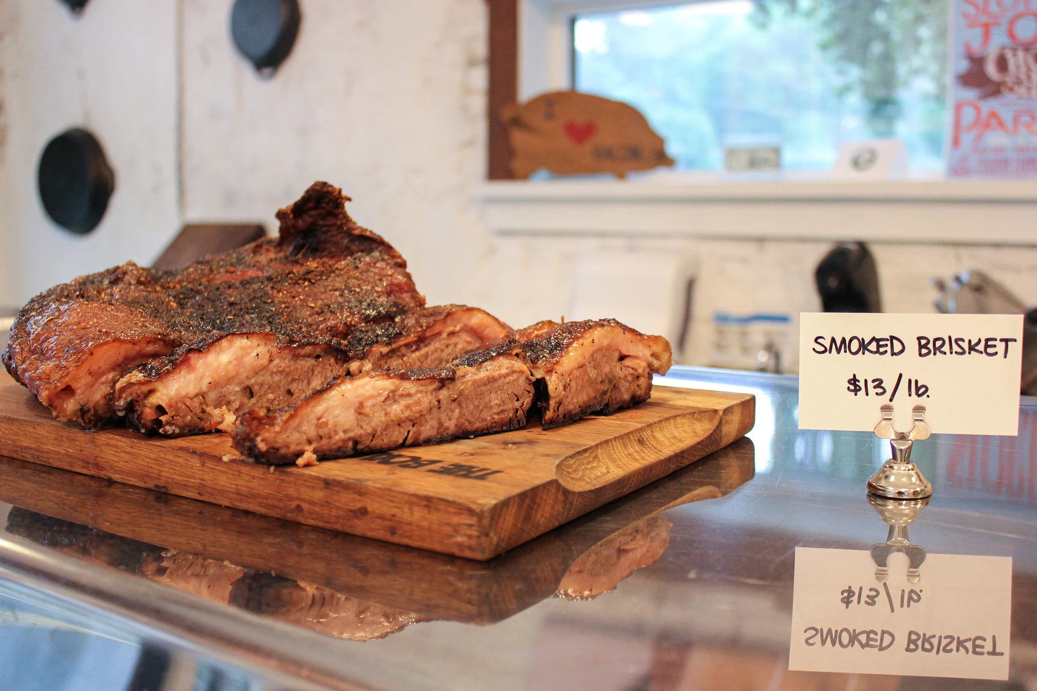 Smoked brisket made on the premises at Chop Shop (c) Anna Lanfreschi