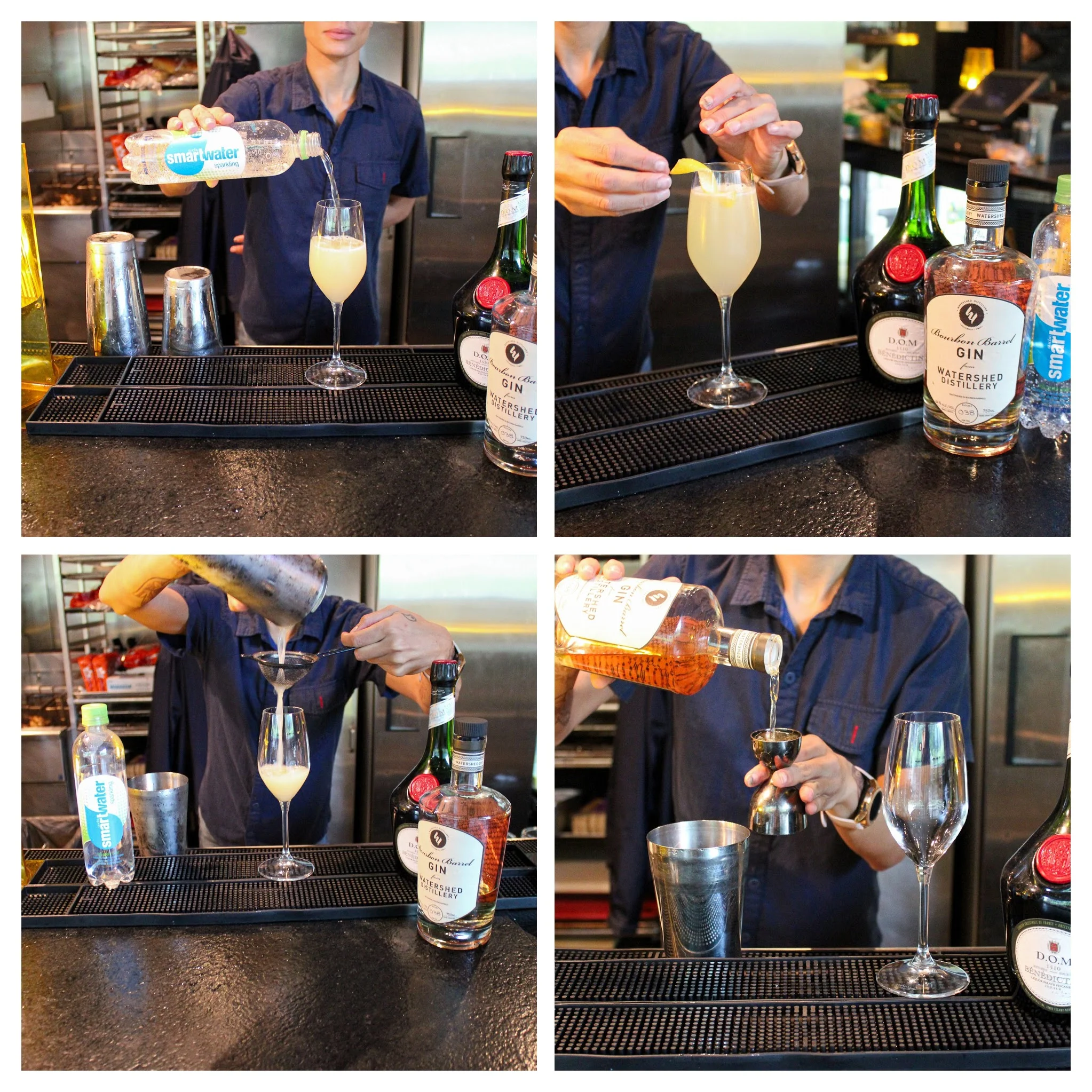The Summer 75 cocktail: Start on the bottom right and follow the photos clockwise (c) Anna Lanfreschi