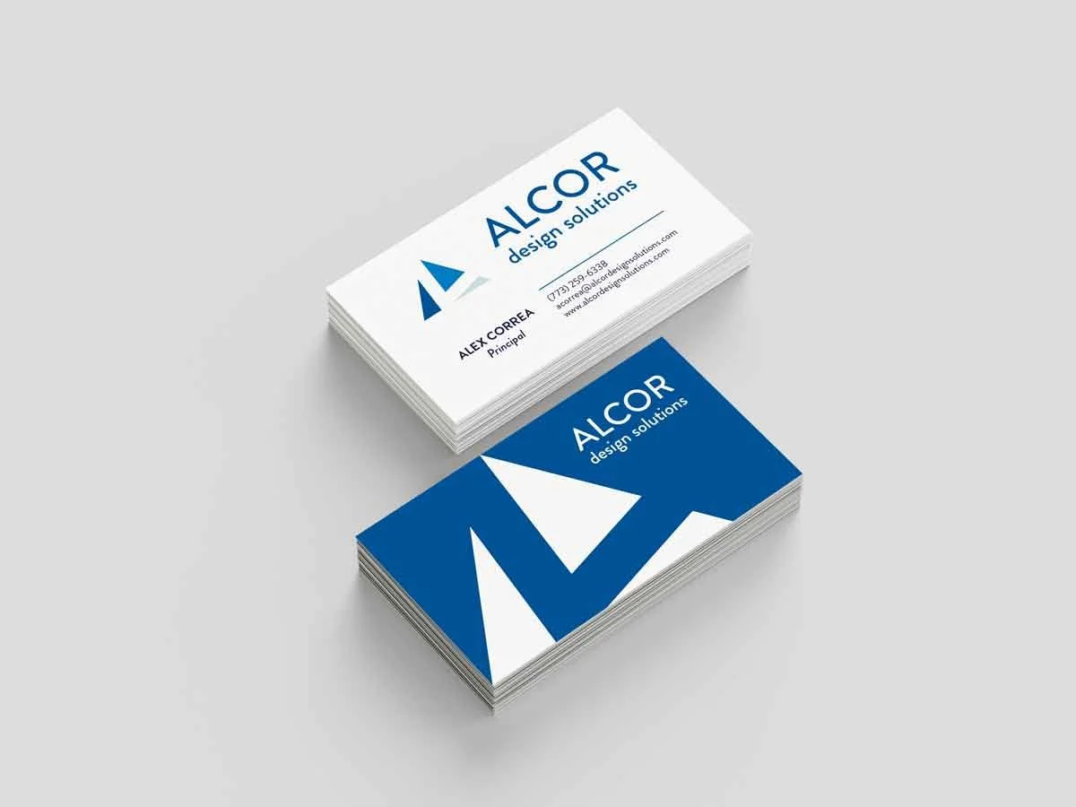 business card mockup for alcor design solutions
